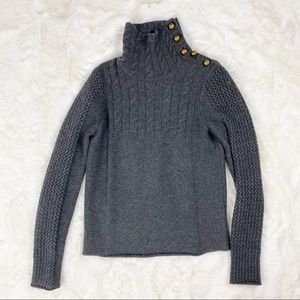 MARC JACOBS 100% WOOL black button cable knit turtle neck sweater Size Small